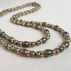 Signature Natural Pearls & Swarovski Crystals Necklace (Double Row)