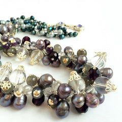 Natural Pearls, Quartz, Amethyst, Labradorite  & Fire Polish Crystal Bibelot Necklace