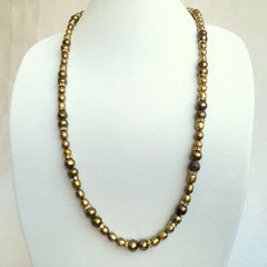 Signature Natural Pearls & Swarovski Crystals Necklace in Brown and Copper Tones
